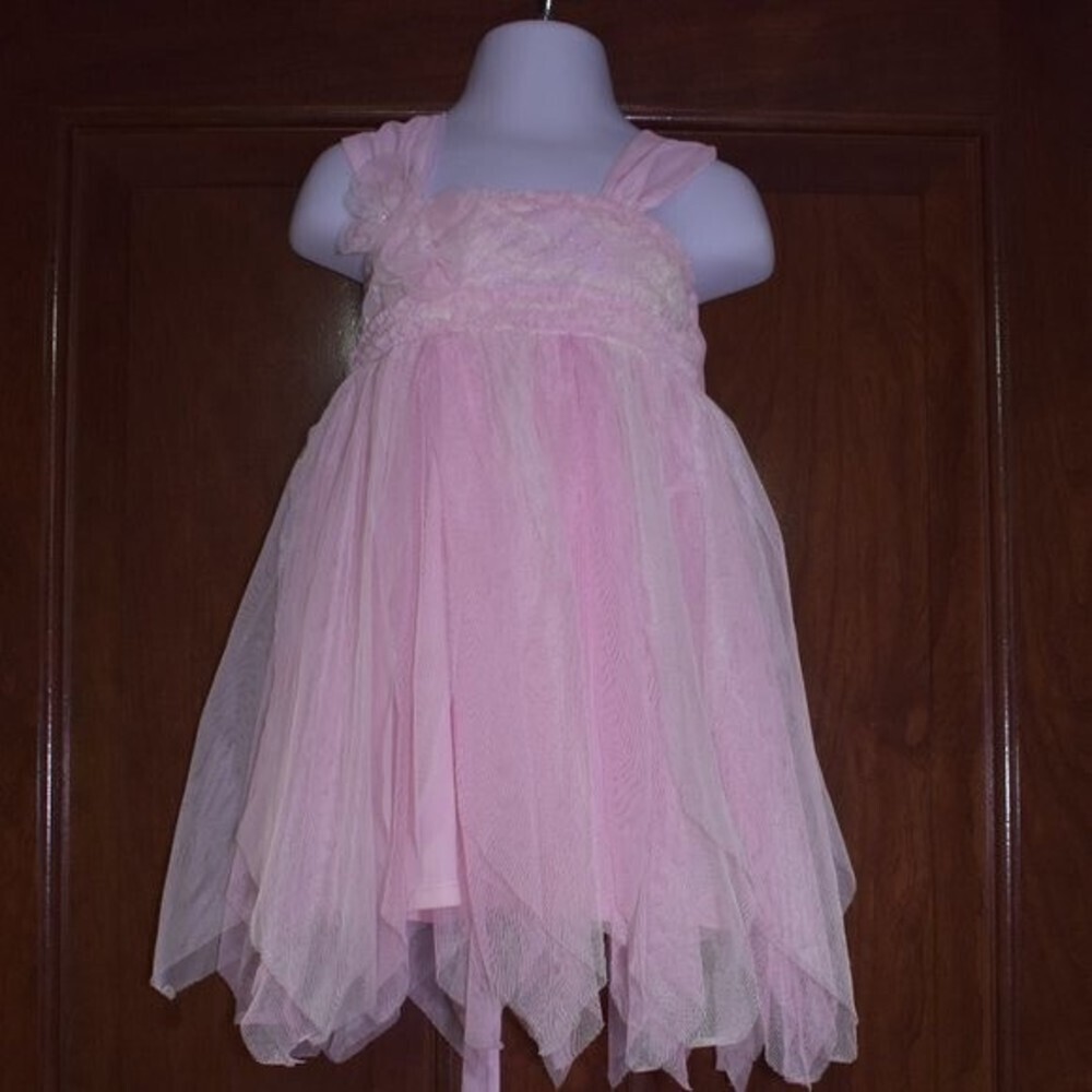 Girls Pink Sleeveless Party Dress Size 3T Chiffon